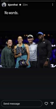 Bjorn Fratangelo's Instagram Story 2025 Australian Open - Day 14 - Source: Instagram